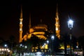 Blue Mosque or Sultanahmet Camii at night, Istanbul, Turkey. Blue Mosque is one of the best-known sights of Istanbul. Panoramic Royalty Free Stock Photo