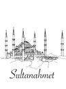 Blue Mosque Sultanahmet camii Turkey Istanbul illustration and text illustration