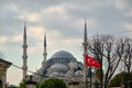 Blue mosque sultanahmet camii view from the hagia sophia mosque garden Royalty Free Stock Photo