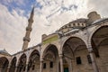 The Blue Mosque Istanbul, Turkey. Sultanahmet Camii. Closeup facade with minaret Royalty Free Stock Photo