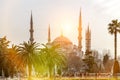 The Blue Mosque - Sultanahmet at sunset in Istanbul, Turkey. Royalty Free Stock Photo