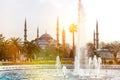 The Blue Mosque - Sultanahmet at sunset in Istanbul, Turkey. Royalty Free Stock Photo