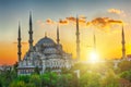 Blue Mosque at sunset Royalty Free Stock Photo