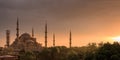 Blue mosque in sunset in Istanbul, Turkey Royalty Free Stock Photo