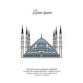 Blue Mosque vector. Blue Mosque in the Stambul. The Sultanahmet. Blue Mosque color icon, sign