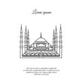 Blue Mosque vector. Blue Mosque in the Stambul. The Sultanahmet. Blue Mosque line icon, sign