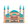 Blue Mosque vector illustration, isolated on white background.