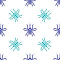 Blue Mosquito icon isolated seamless pattern on white background. Vector
