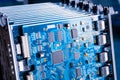 Blue motherboard closeup Royalty Free Stock Photo