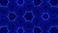 Blue motion design background with symmetrical floral pattern. Abstract sci-fi background with glow particles form