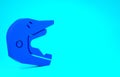 Blue Motocross motorcycle helmet icon isolated on blue background. Minimalism concept. 3d illustration 3D render