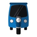 Blue motor rickshaw transport tricycle