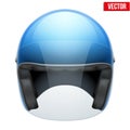 Blue motorbike classic helmet with clear glass Royalty Free Stock Photo