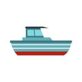 Blue motorboat icon, flat style