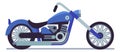 Blue motorcycle icon. Cartoon chopper. Motorbike side view Royalty Free Stock Photo