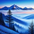 A blue mountain a beautiful landscape in image design