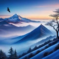 A blue mountain a beautiful landscape in image design