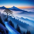 A blue mountain a beautiful landscape in image design