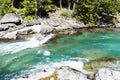 Blue mountain creek in Glacier National Park Royalty Free Stock Photo