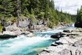 Blue mountain creek in Glacier National Park Royalty Free Stock Photo