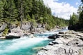 Blue mountain creek in Glacier National Park Royalty Free Stock Photo