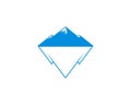 Blue mountain with diamond gems shape logo