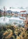 blue mountain lake with reflection in Puchberg am Schneeberg in lower Austria Royalty Free Stock Photo