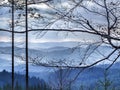 Blue mountain landscape in Moravian-Silesian Beskids in northern Czechia Royalty Free Stock Photo