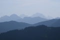 Blue mountain ranges in the morning light