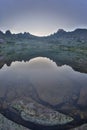 Blue Mountain Rural Tranquil Remote Lake Reflection Concept, in Ergaki park, Russia