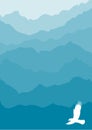 Blue mountain silhouette with eagle Royalty Free Stock Photo