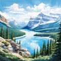 Mountain Lake: A Sublime Wilderness In Detailed Shading