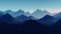 Blue mountains landscape. Morning panorama of mountains silhouettes. Generative AI