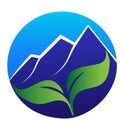 Blue mountains and leafs logo