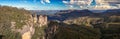 Blue Mountains panorama with three sisters Royalty Free Stock Photo