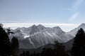 Blue mountains silhouette fading in distance perspective Royalty Free Stock Photo