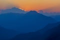 Blue mountains at the sunset Royalty Free Stock Photo