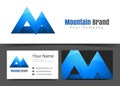 Blue Moutain Corporate Logo and Business Card Sign Template.