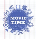 Blue movie icon set Royalty Free Stock Photo