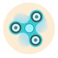 Blue moving fidget finger spinner symbol on orange background