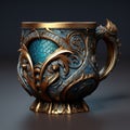 Gothic Dark Fantasy 3d Cup With Intricate Gold Details