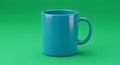 Blue Mug on Green Background: Simple Still Life Royalty Free Stock Photo