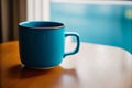 A blue mug. Tranquil Serenity. A Captivating Blue Mug. Generative AI