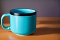 A blue mug. Tranquil Serenity. A Captivating Blue Mug. Generative AI