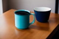 A blue mug. Tranquil Serenity. A Captivating Blue Mug. Generative AI