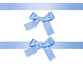 Blue multiple ribbons with bow, isolated