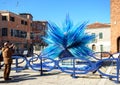 Blue murano glass sculpture in a square in Murano, Venice, Italy