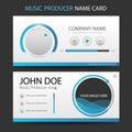 Blue music producer business card with ui design, name card template design for business