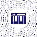 Blue Music synthesizer icon isolated on white background. Electronic piano. Abstract circle random dots. Vector