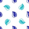 Blue Mussel icon isolated seamless pattern on white background. Fresh delicious seafood. Vector